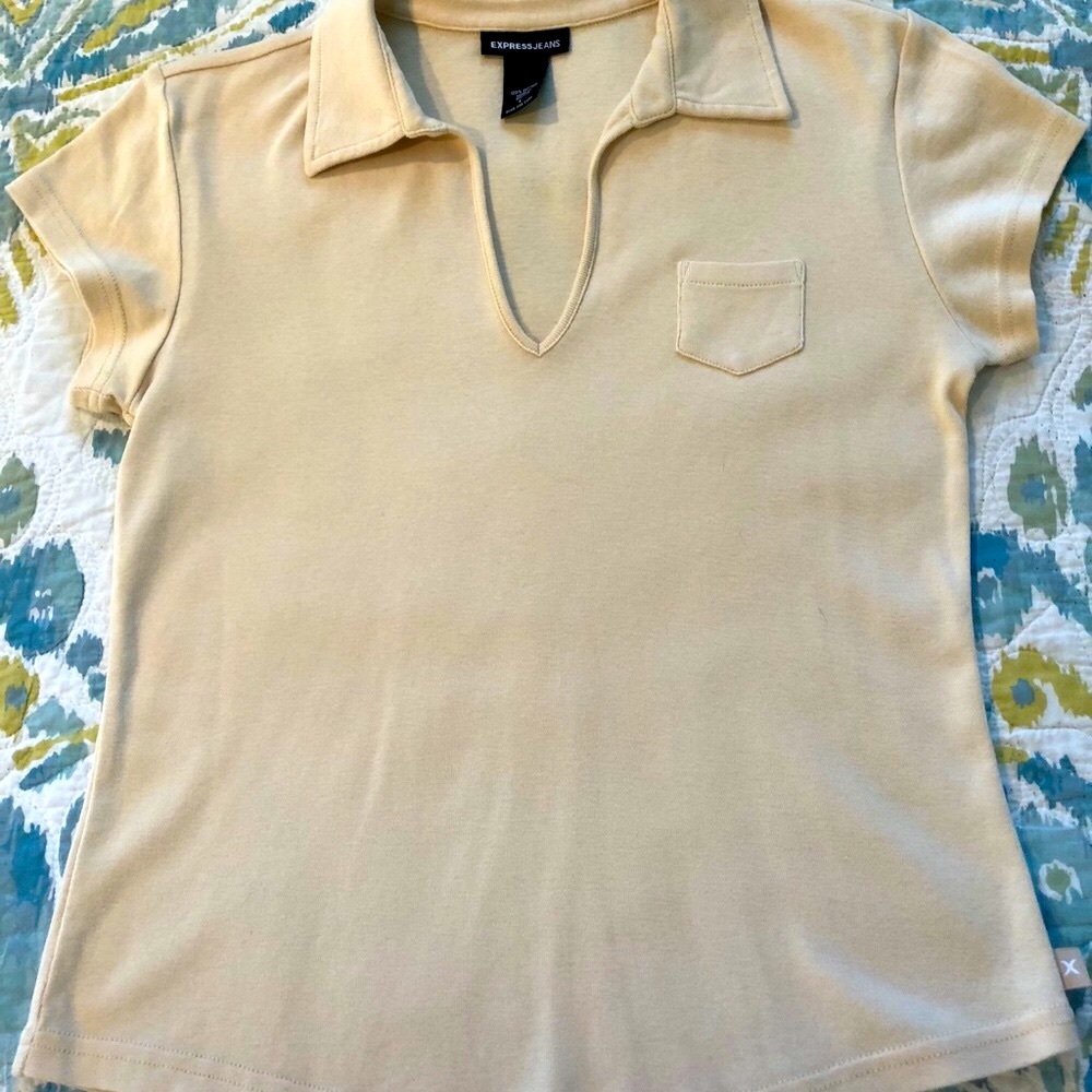 EXPRESS Jeans V-neck Top w Collar
